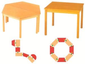 Tavolo componibile, Tavoli componibili, in legno di faggio, per asilo e scuola