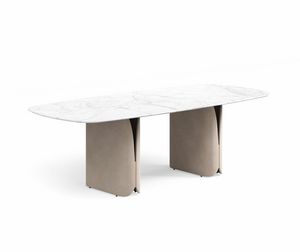 Tight 0576, Tavolo con basi rivestite in tessuto o pelle