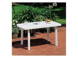 Tavolo tavolino quadrato in resina di plastica bianco Fiocco per esterno 