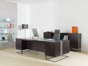 Deck Leader scrivania direzionale, Scrivania grande, legno e metallo, ideale per ufficio direzionale