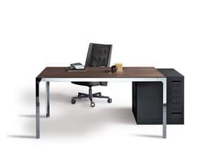 More scrivania operativa 1, Scrivania operativa con struttura in metallo, adatta per uffici moderni