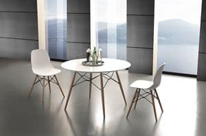 Art. 644 Shell Table, Tavolo rotondo da cucina, con piano in laminato