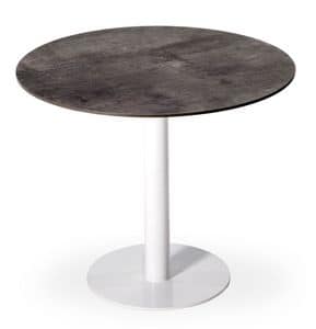 Stile, Tavolo rotondo in metallo con piano in legno