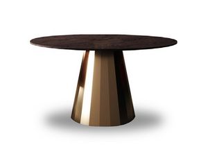 Swing Art. SW0002, Tavolo rotondo con piano in legno e base di metallo