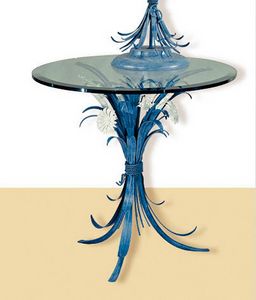 T.3600/3, Tavolo blu tondo con piano in vetro