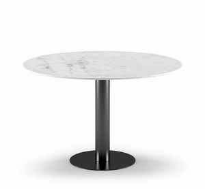 Tavolo da pranzo in marmo rotondo base metallo, Tavolo da pranzo piano marmo