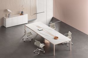 Fattore Alpha Executive comp. 03, Tavolo riunione con piano effetto marmo bianco