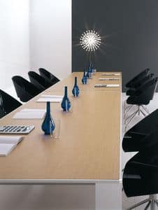 Eracle comp.7, Tavolo per moderne sale riunioni, gambe in alluminio