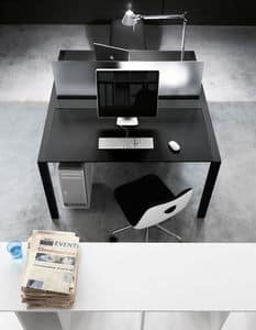 Sushi Workstation, Tavolo con accessori per ufficio, con divisori e passacavi