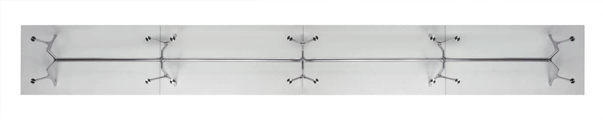 Pegaso infinito, Tavolo modulare in alluminio, con piano in cristallo