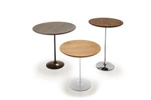 Tulip Wood, Tavolini bar moderni ideali con piano in legno e base in metallo