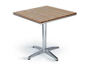 3017, Tavolino con piano quadrato in legno di quercia, per esterni