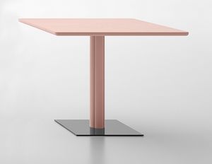 One, Tavolo con piano quadrato, in legno naturale o laccato