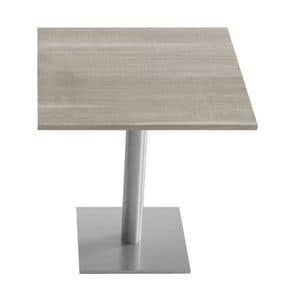 Sempronio, Tavolino per uso contract, con base e colonna in metallo, con piano disponibile in molte varianti