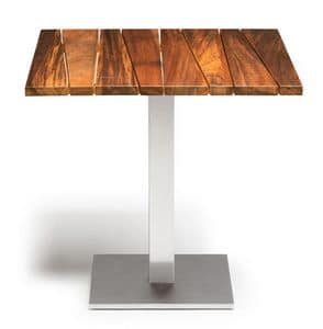 Sorrento/t, Tavolino da esterno, in legno iroko e acciaio