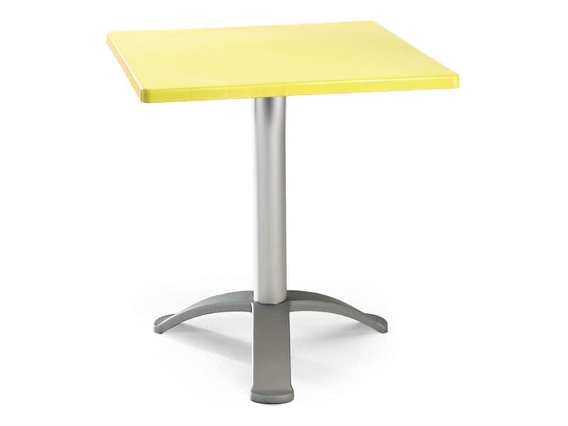Tavolo 60x60 cod. 20/BG3, Tavolino quadrato con base in alluminio anodizzato