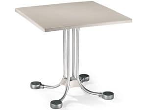 Tavolo 80x80 cod. 23, Tavolino da bar quadrato con contrappesi in alluminio