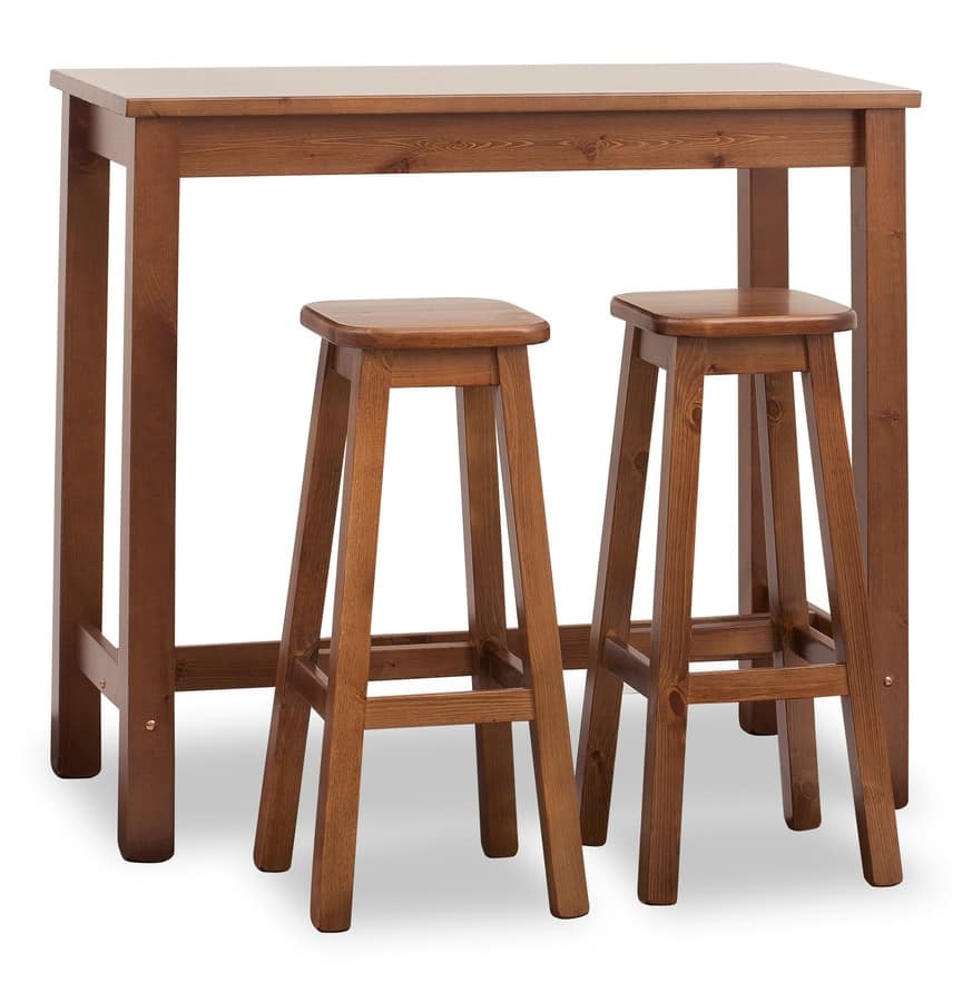 Tavolo alto per bar, rettangolare, fatto in pino