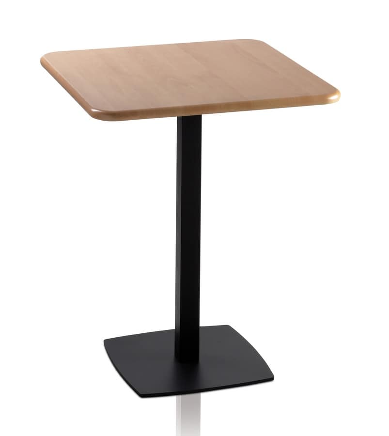 TOTEM 410, Tavolino quadrato per bar, base quadrata in metallo