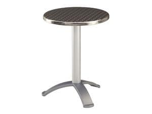 Tavolo  60 cod. 04.IF/BG3, Tavolino in acciaio inox per bar, base a 3 piedi