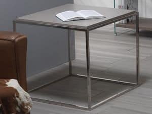Lamina 0/212.L, Tavolino quadrato in metallo con piano in laminato