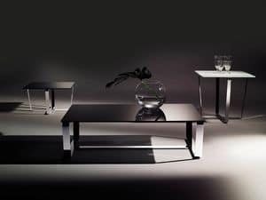 Sushi low table 1, Tavolino rettangolare con piano in cristallo stratificato