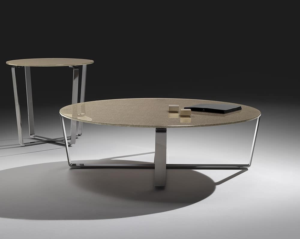 Tavolino A C Rotondo 40 Cm | Comodino Da Divano E Letto | Struttura In Acciaio