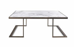 Ted, Tavolino quadrato in marmo e metallo
