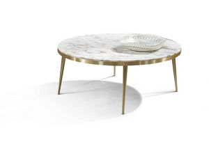 ART. 3341, Tavolino con piano tondo in marmo Calacatta