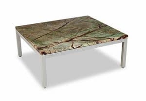 California tavolino, Tavolino per centro sala, con base in alluminio, personalizzabile