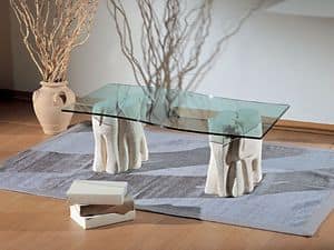 Elefantini, Tavolino per salotti, in pietra e vetro