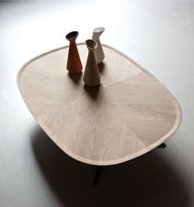 Embrace tavolino, Tavolino moderno, struttura in metallo, piano in legno, per aree relax