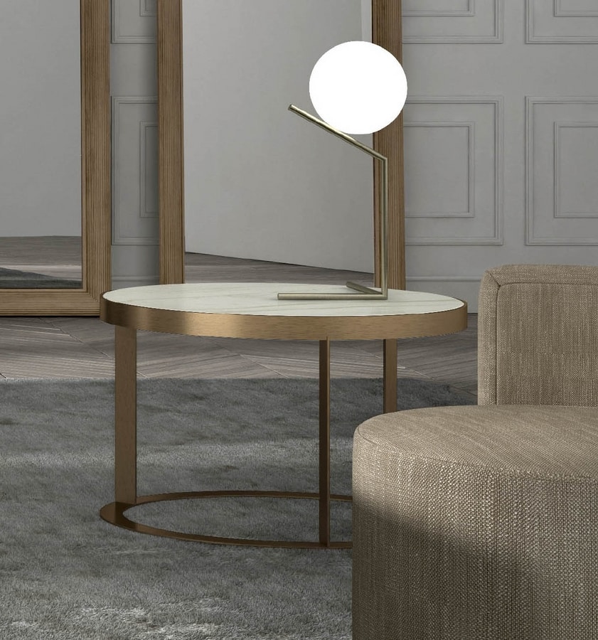Tavolino ovale con piano in marmo