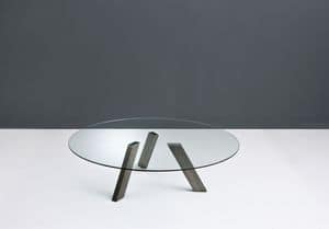 Fix tavolino, Tavolino con piano in vetro adatto per salotti moderni