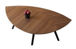 Leaf 455+155, Tavolino basso, con gambe in legno, piano a forma di foglia
