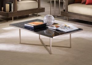 LUCE DARK tavolino, Tavolino con piano rettangolare in marmo