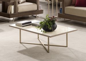 LUCE LIGHT tavolino, Tavolino in metallo, con piano rettangolare in marmo
