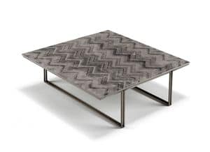 Meno coffee table, Tavolino quadrato in betulla e acciaio inossidabile