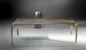 Spider low table, Tavolino rettangolare per centro sala, con gambe curve