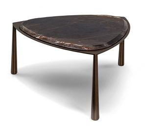 Tavolino 2026-04, Tavolino in metallo bronzato, piano in marmo