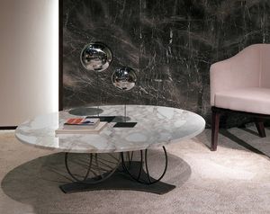 TL59 Moon tavolino, Tavolino con piano tondo in marmo
