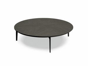 TL63C Circle tavolino, Tavolino circolare in legno intarsiato e metallo