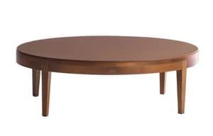 Toffee 882, Tavolino ovale con struttura in faggio massiccio, piano in faggio impiallacciato, per ambienti in stile moderno