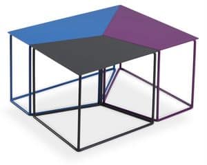 Tris, Tavolino interamente in metallo, divisibile in 3 parti