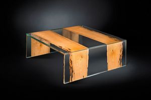 Venezia Small, Tavolino quadrato, in legno e vetro