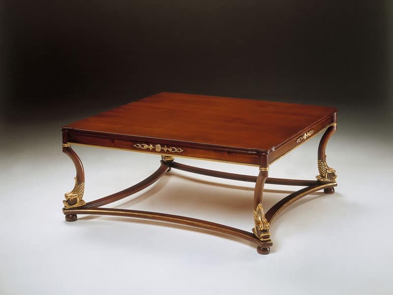 Art. 223/Q Nettuno, Tavolino classico in legno lavorato, per reception