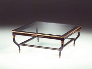 Art. 301/Q Mida, Tavolino in legno, piano in cristallo, per salotto