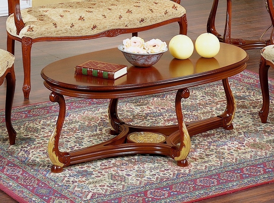 Brianza tavolino ovale piano legno, Tavolino salotto ovale