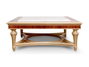 Clear, Tavolino quadrato, in legno con inserto in marmo di Carrara