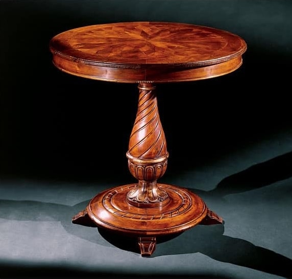 Complements tavolino 753, Tavolino rotondo in legno intagliato